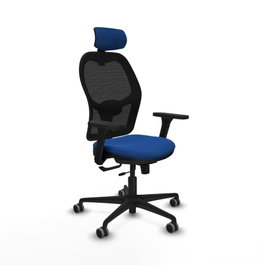 PIQUERAS Y CRESPO Silla de oficina Jorquera con mecanismo Sincro/Traslack, Azul y Negro