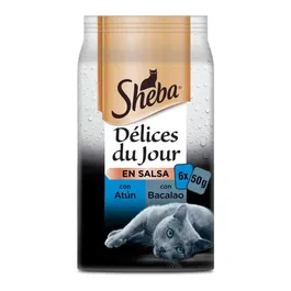 Sheba Delices Du Jour Comida Húmeda para Gatos Sabor Pescados, 12 Latas de 50 g