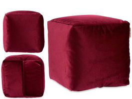 Giftdecor Puff Cuadrado Terciopelo Granate 30 x 30 cm (Set de 4)