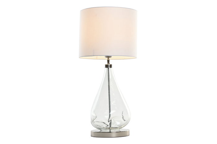 DKD Home Decor Lámpara de Sobremesa Cristal Orgánico Transparente y Crudo
