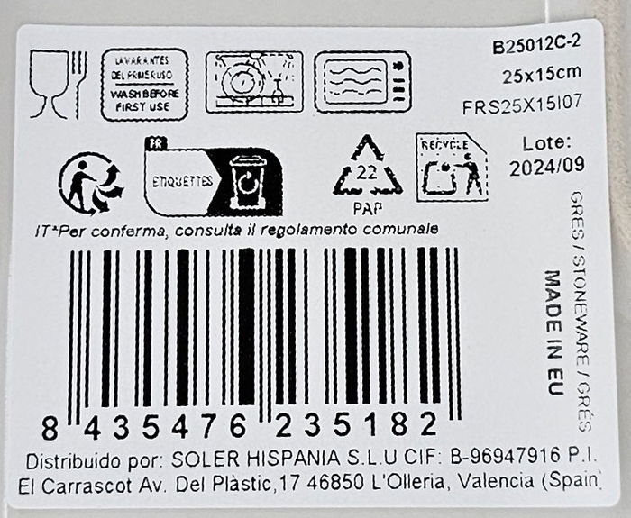 La Mediterranea Fuente Rectangular Blur Elite Brillo 25 x 15 cm (18 Unidades)