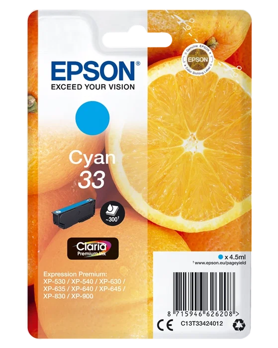 Epson Cartucho de tinta cian C13T33424012 Epson Cartucho de tinta cian C13T33424012