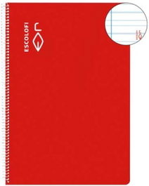 ESCOLOFI Pack de 5 Blocs de Cuaderno Espiral Pauta Montessori 3,5 Cuarto Rojo