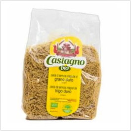 CASTAGNO Fideos Finos de Trigo Duro Integral, Pasta Alimenticia Eco 500g