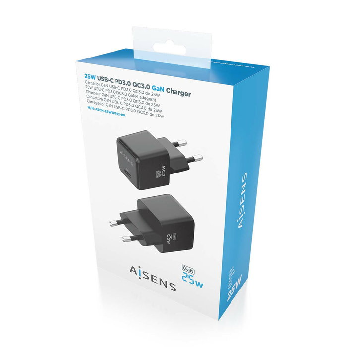 Aisens Cargador GaN 25W USB-C Negro