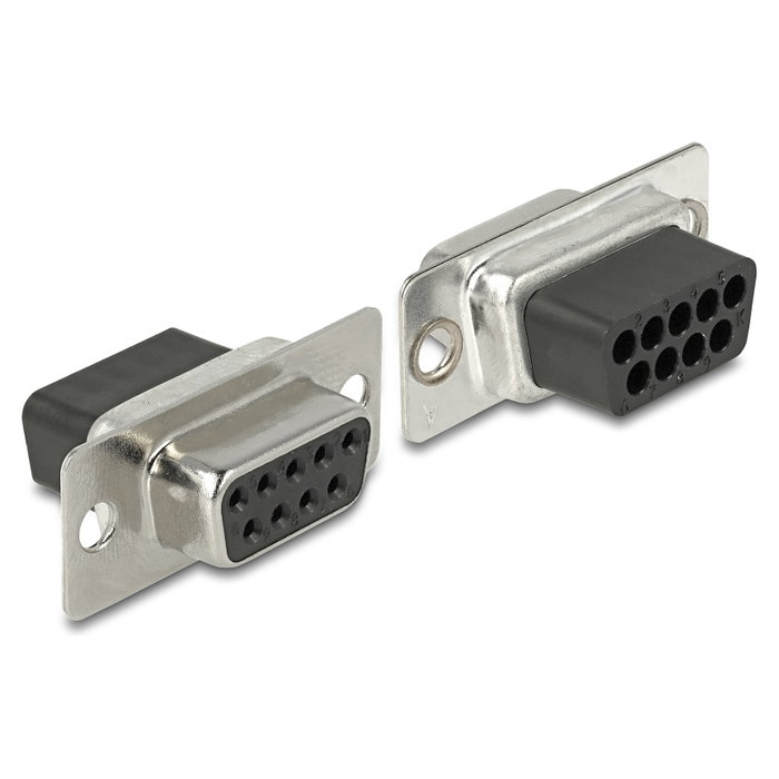 DeLOCK Adaptador D-Sub 9 pin hembra a RJ50 hembra con kit de montaje, Gris