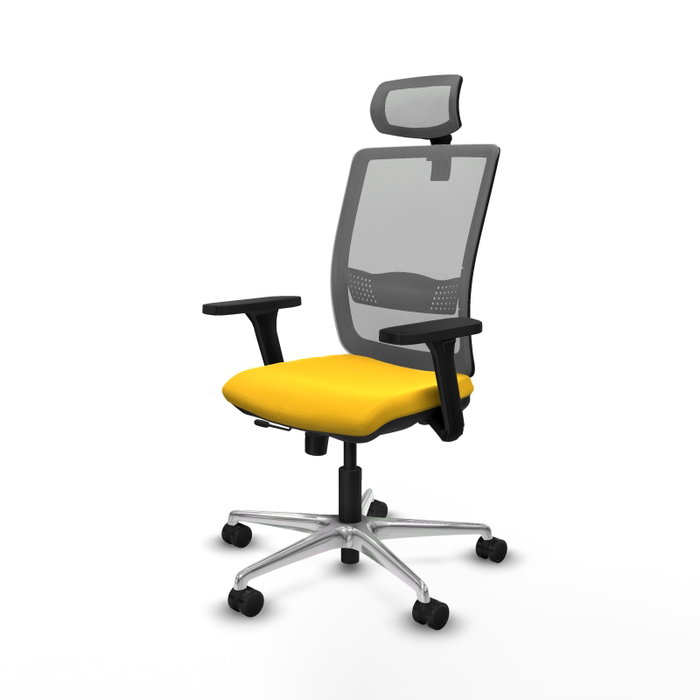 PIQUERAS Y CRESPO Silla de oficina Haches con mecanismo Sincro/Traslack, Amarillo y Gris