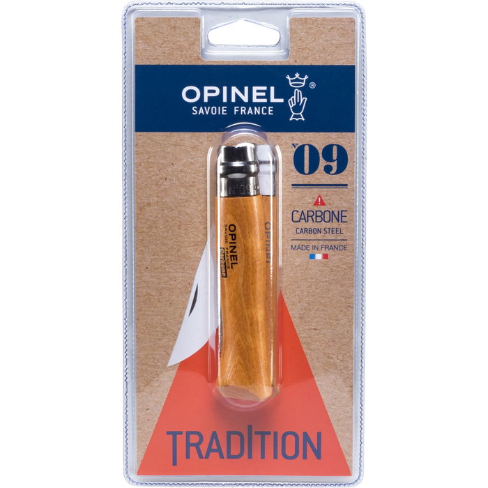 Opinel Navaja de bolsillo N°09 con hoja de carbono y mango de madera Opinel Navaja de bolsillo N°09 con hoja de carbono y mango de madera