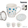 Kozina Taza de Infusión Estrellas con Filtro y Tapa, Colores Surtidos, 300 ml