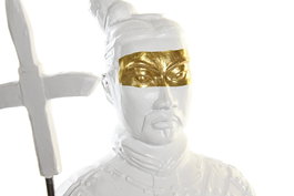 DKD Home Decor Figura Guerrero Blanco Dorado Resina 10 x 44 x 15 cm (4 Unidades)