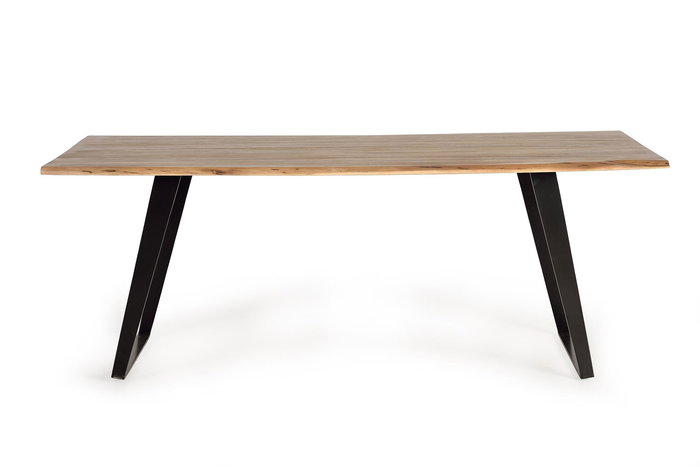 Giner y Colomer Mesa de Comedor Acacia Natural con Patas de Metal Negro 205 cm