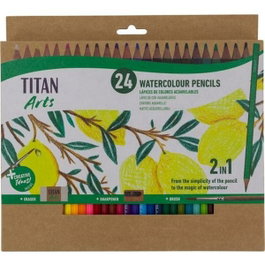 TITAN ARTS Lápices de Colores Acuarelables Surtidos con Estuche y Accesorios, 24 Unidades