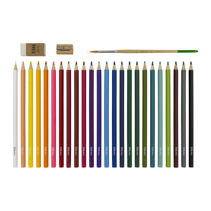 TITAN ARTS Lápices de Colores Acuarelables Surtidos con Estuche y Accesorios, 24 Unidades