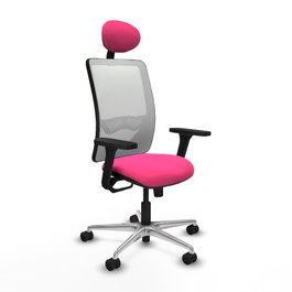 PIQUERAS Y CRESPO Silla de oficina Zulema con mecanismo Sincro, Rosa y Blanco