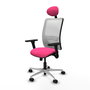 PIQUERAS Y CRESPO Silla de oficina Zulema con mecanismo Sincro, Rosa y Blanco