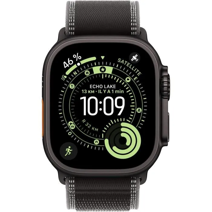 Apple Watch Ultra 3 GPS + Cellular 49 mm Caja Titanio Negro Correa Trail Loop Negra/Carbón S/M MF1D4QFA