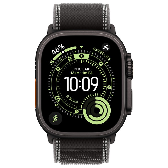 Apple Watch Ultra 3 Titanio 49mm Negro GPS+LTE 5G con Correa Trail Loop Negro/Carbón S/M, 64GB, watchOS 11, Resistente 100m, MIL-STD-810H Apple Watch Ultra 3 Titanio 49mm Negro GPS+LTE 5G con Correa Trail Loop Negro/Carbón S/M, 64GB, watchOS 11, Resistente 100m, MIL-STD-810H