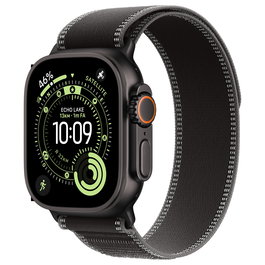 Apple Watch Ultra 3 Titanio 49mm Negro GPS+LTE 5G con Correa Trail Loop Negro/Carbón S/M, 64GB, watchOS 11, Resistente 100m, MIL-STD-810H