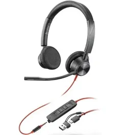 Poly 8X222AA Auriculares Estéreo Blackwire 3225 para Microsoft Teams con USB-C y Jack 3.5mm, Negros