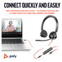 HP Poly Blackwire 3325 con certificación Microsoft Teams, USB-C y conector de 3,5 mm, Negro