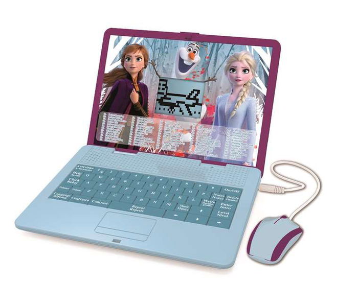 Lexibook Ordenador Portátil Educativo Bilingüe Frozen Español/Inglés con 120 Actividades, 34x4.6x25.5cm