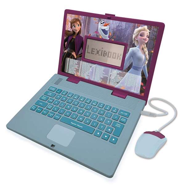 Lexibook Ordenador Portátil Educativo Bilingüe Frozen Español/Inglés con 120 Actividades, 34x4.6x25.5cm