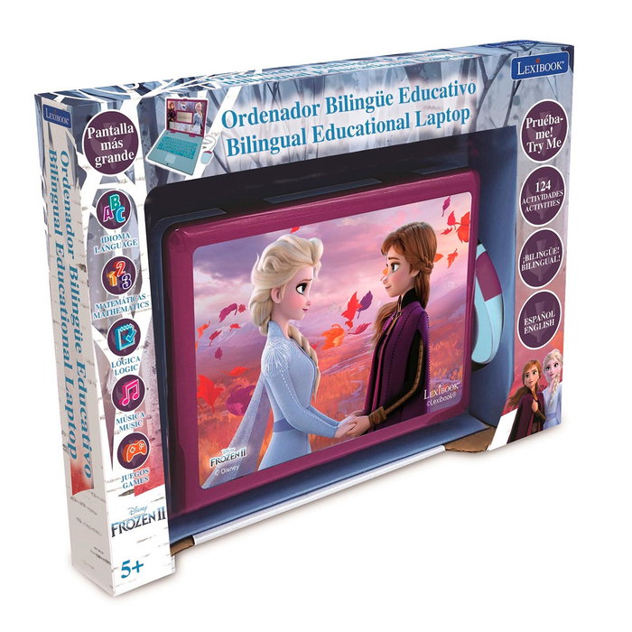 Lexibook Ordenador Portátil Disney Frozen Bilingüe con 124 Actividades