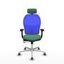 PIQUERAS Y CRESPO Silla de oficina Jorquera con mecanismo Sincro/Traslack, Verde esmeralda y Azul