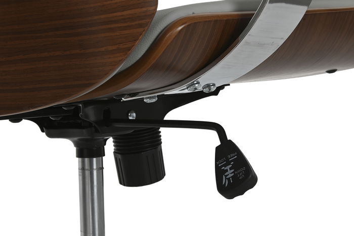 DKD Home Decor Silla Moderno Beige Marfil Pu Madera Metal Ruedas Ajustable 69 x 108.5 x 71 cm