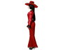 Disfraz de Catrina Mexicana Adulto Mujer - Vestido Largo Rojo con Adornos y Sombrero Ancho con Flores, Talla XXL, Temática Día de los Muertos y Halloween