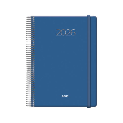 Agenda Anual (2026) Dohe Denver Espiral Tapa Extra Con Goma 150X210 D/P Azul Marino