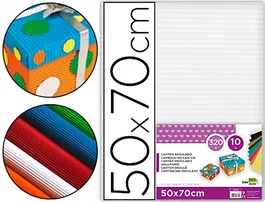 Liderpapel Cartón Ondulado 50 x 70 cm, 320 g/m², Color Blanco, Hoja de Cartulina para Manualidades y Encuadernación