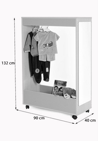 Mobeduc Mueble de Disfraces Abierto 602002HR18 Haya Melamina 90x132x40cm con Espejo y Ruedas