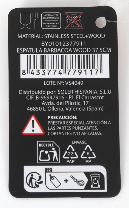 Algon Bbq Espátula de Barbacoa de Madera 37.5 cm