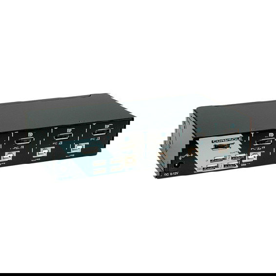 ROLINE 14.01.3329 Switch KVM DisplayPort USB 2.0 para 4 Computadoras, 2560 x 1600 Pixeles, Negro, Control de 1 Usuario