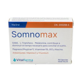VITALFARMA Somnomax 30 Cápsulas - Suplemento para el Sueño con Melatonina, 5-HTP y GABA