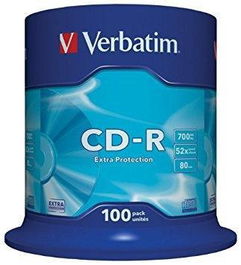 Verbatim Cd-R, 700Mb, 52X, Pack 100uds Spindle, Superficie Extra Protection