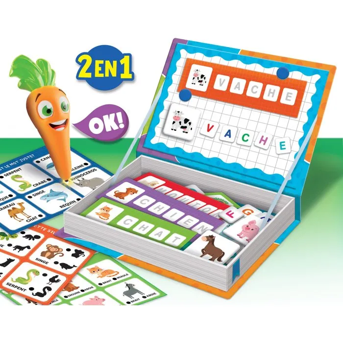 Liscianigiochi LIS8008324117031 Lápiz Parlante CAROTINA + Juguetes Magnéticos 2 en 1 - Animales, Aprendizaje y Lógica para +3 Años