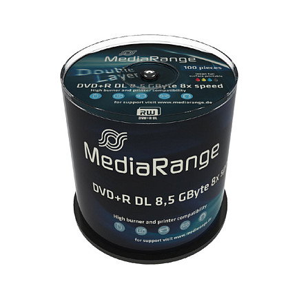 MEDIARANGE DVD+R DL 8,5 GB 8x MR471 (100 unidades) MEDIARANGE DVD+R DL 8,5 GB 8x MR471 (100 unidades)