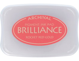 Tsukineko Almohadilla de tinta BRILLANCE oro rojizo efecto nacarado 95x65mm