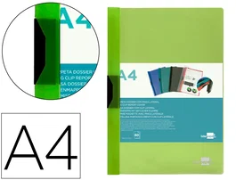 Liderpapel Carpeta Dossier con Pinza Deslizante Verde Translúcido DIN A4