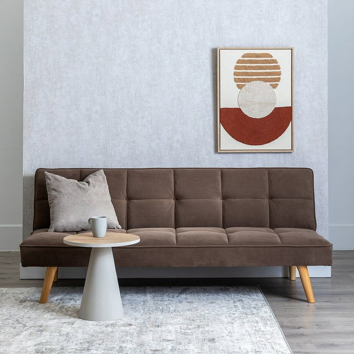 Ixia Sofá-cama Taupe con Madera de Decoración