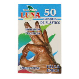 Luna Guantes Plástico Desechables G144 Talla Única Transparentes 50 uds para Peluquería y Estética