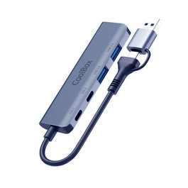 Coolbox HUB4 Lite Hub USB-C/A, 2x USB-C + 2x USB-A 3.2 Gen1, Aluminio, Plug&Play