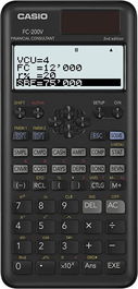 Casio Calculadora Financiera FC-200V-2, Funciones de Bonos, Depreciación, Punto de Equilibrio, Pantalla 4 Líneas, Doble Alimentación