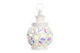 DKD Home Decor Lámpara de sobremesa de flor en metal y acrílico, Blanco y Multicolor