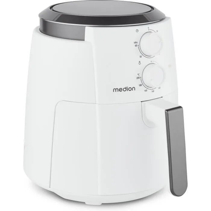 Medion Freidora de Aire Caliente MD13020 Airfryer 1500W 4.7L Hasta 200°C Temporizador 60 Minutos Blanco