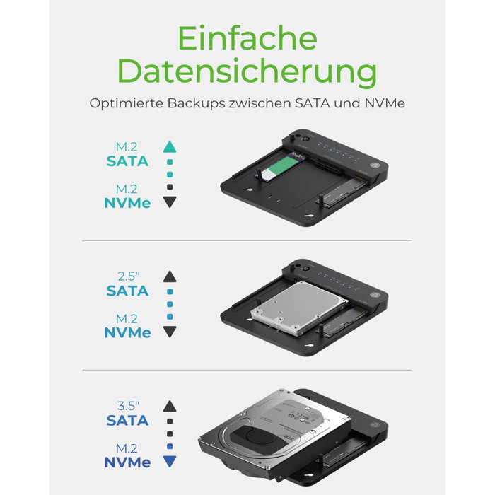 ICY BOX IB-2915MSCL-C31 Dockingstation para HDD, SSD SATA y M.2 NVMe USB 3.2 Gen 2 Type-C
