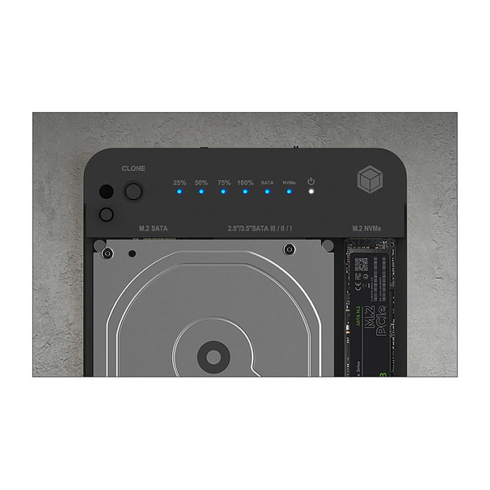 ICY BOX IB-2915MSCL-C31 Docking Station 2.5 & M.2 NVMe SATA USB 3.2 Gen 2 Type-C Negro