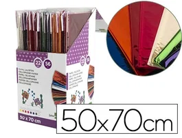 Liderpapel Papel celofán 50x70 cm, expositor de 56 bolsas, 8 colores surtidos